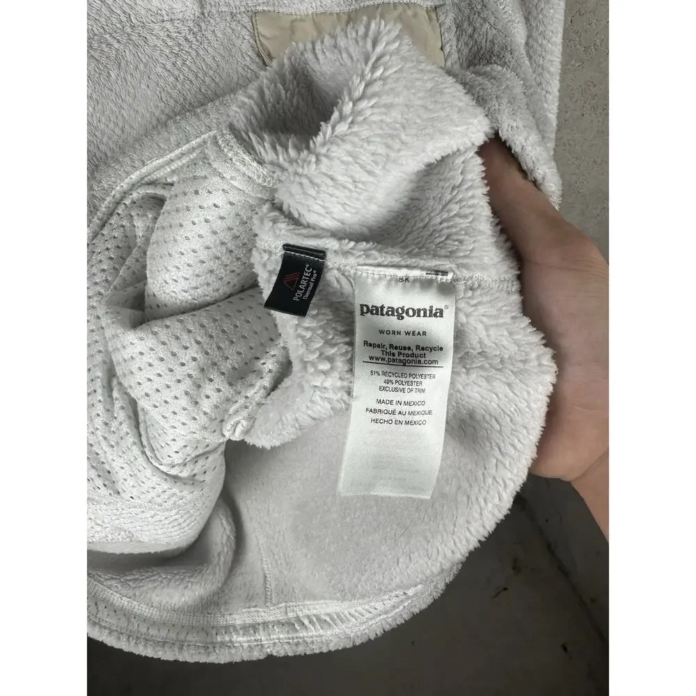 Patagonia Synchilla T-Snap Ivory Fleece Sweater Women's Size Medium Outdoor Camp